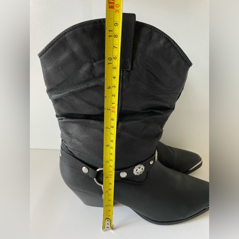 Dingo Black Leather Western Boots Women sz 10M Silver Bling  Y2K Cowboy - Picture 11 of 11